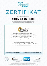 Zertifikat DIN EN 9001:2015